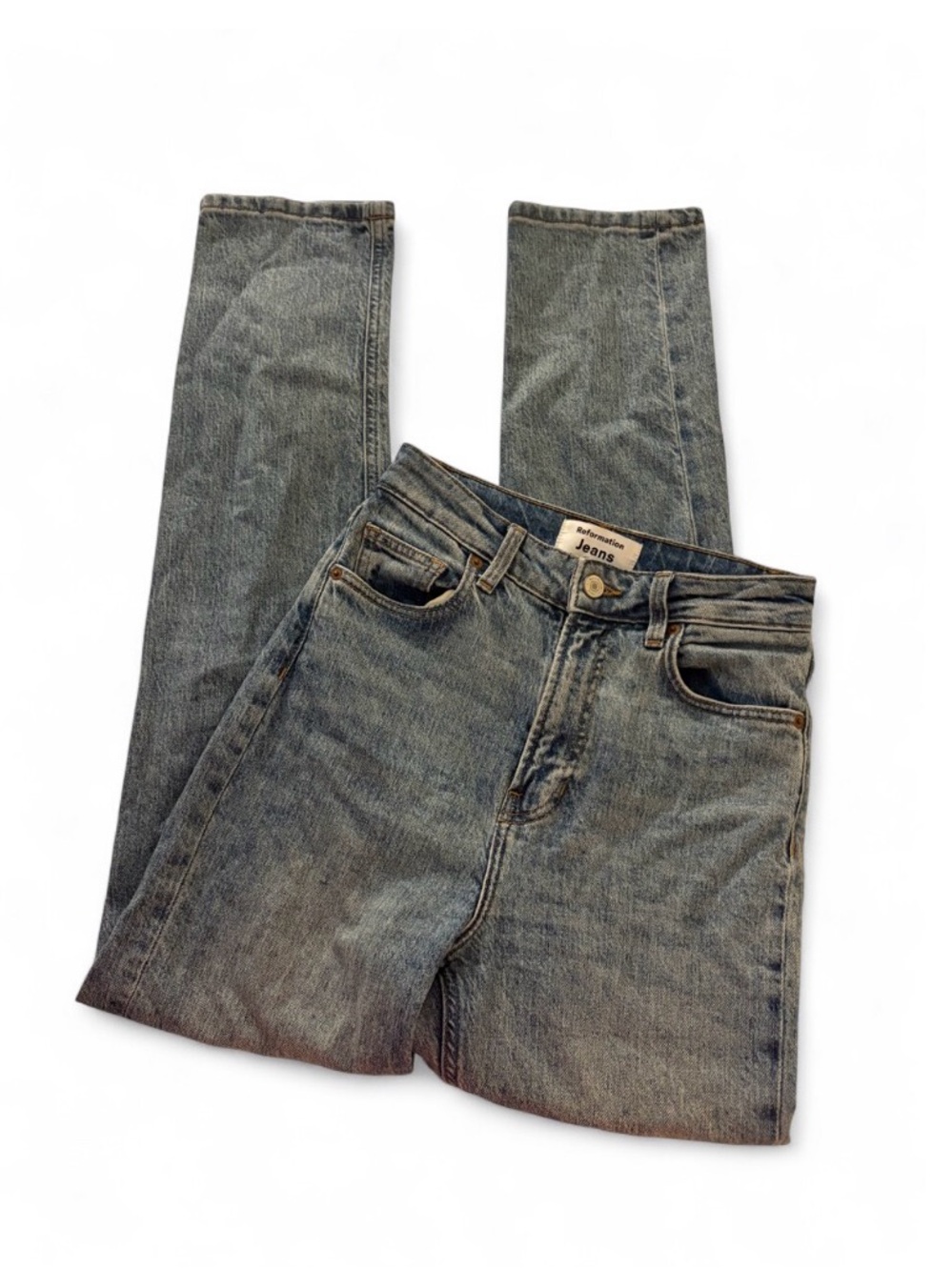 Reformation Liza Ultra High Rise Straight Blue Jeans